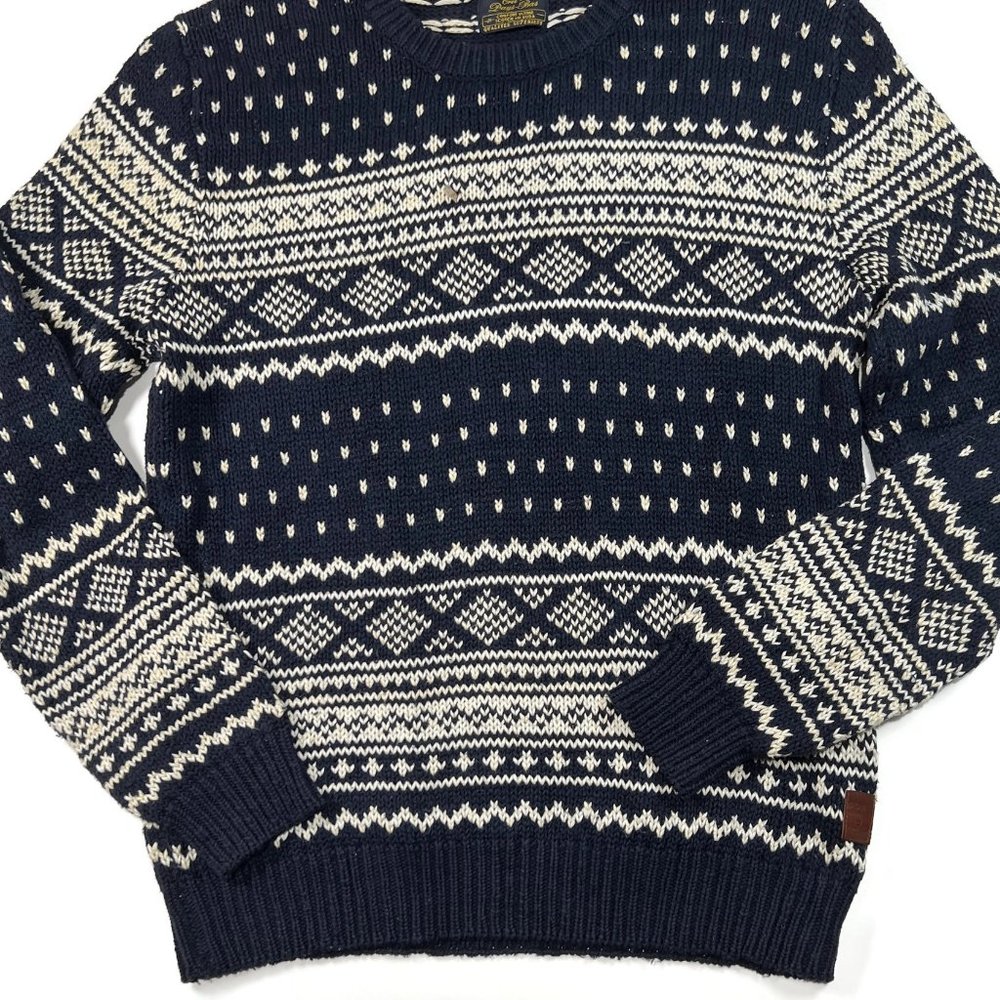 Scotch & Soda Navy and Cream Fair Isle Crewneck Sweater